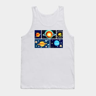 Colourful planets and stars digital illustrations Tank Top